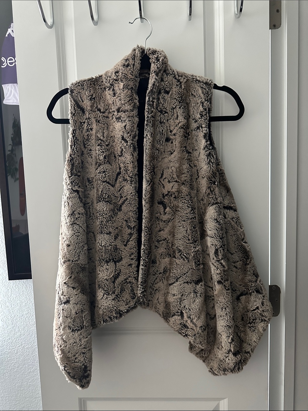 The Limited Faux Fur Open-Front Vest in Taupe